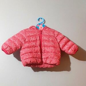 GAP Red Pink Floral Kids Puffer Jacket 6-12M Boho Outerwear